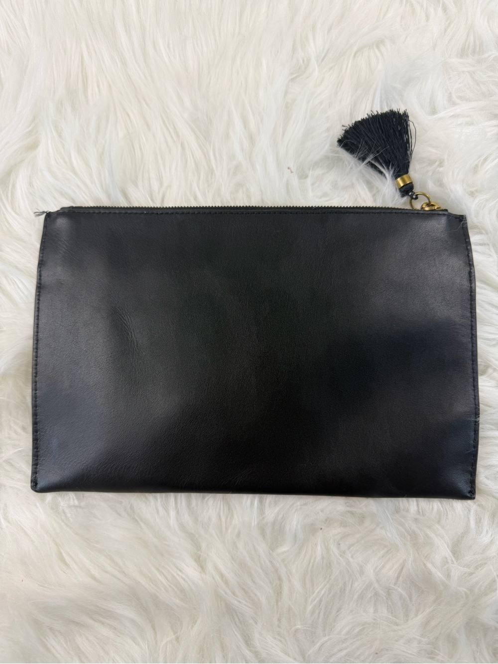J.Crew Leopard Print Calf Hair Leather Zip Clutch Tassel Animal Print - Picture 2 of 9